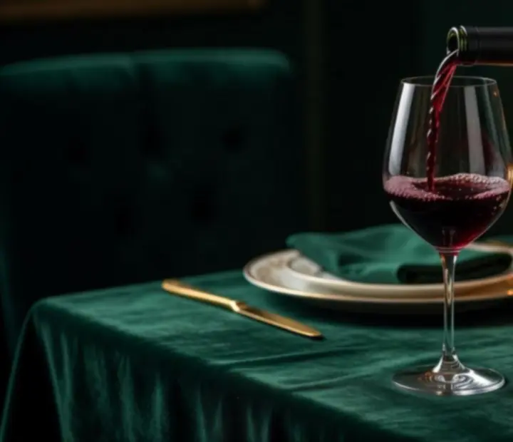 Sommelier borospohárba tölt elegáns vörösbort